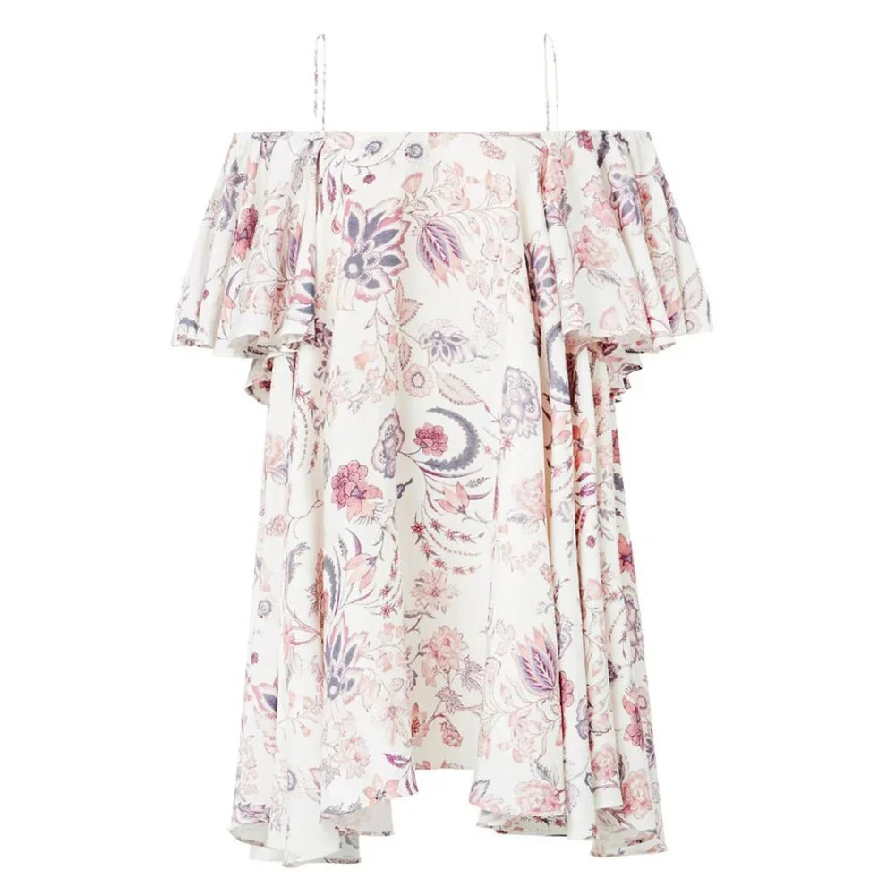 SEED HERITAGE White Floral Frill Cold Shoulder White Mini Dress RRP$219 - Picture 3 of 8